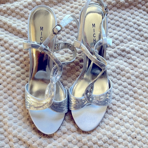 Michael Elegant Silver Dress Sandals - Picture 1 of 6